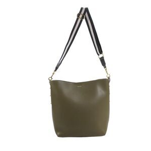 AALLYN Womens Leather Snap Closure Shoulder Bag Green